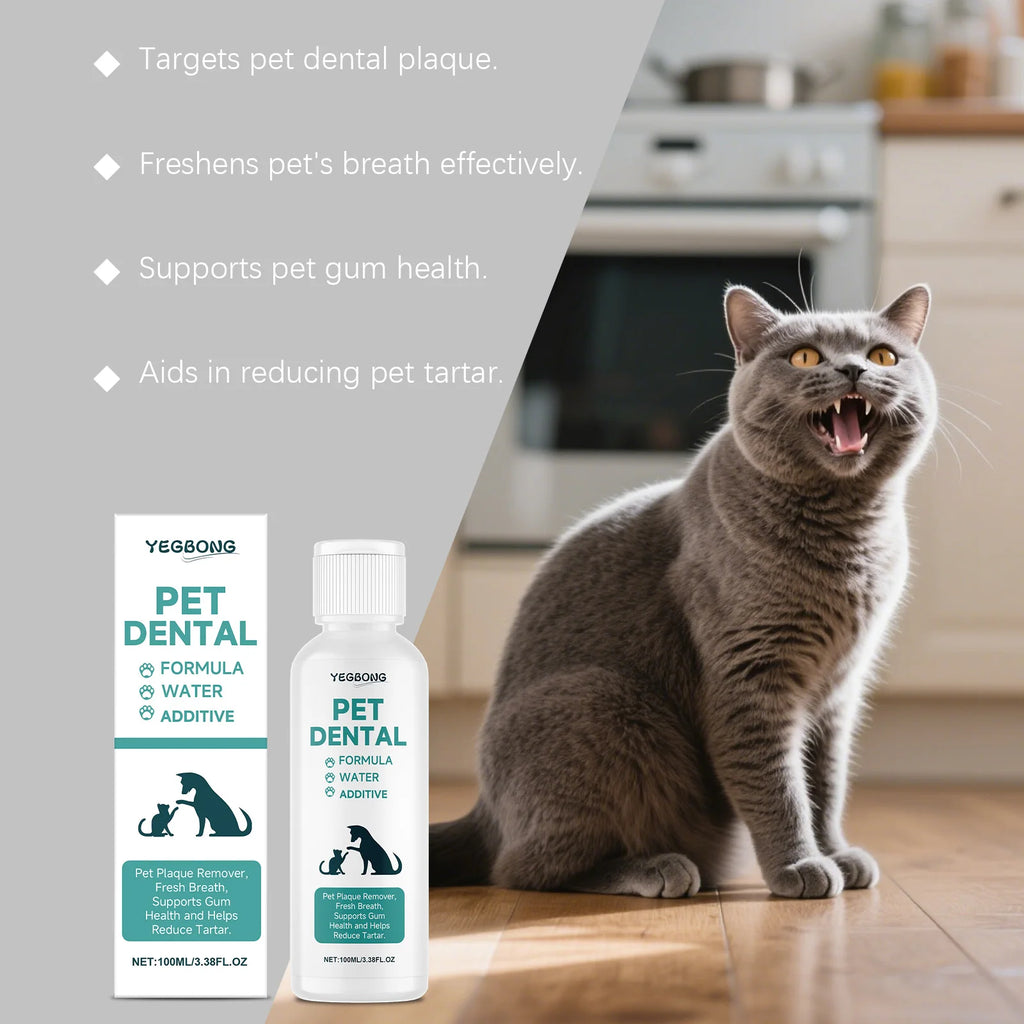 Pet Dental Care Liquid Reduces Plaque & Tartar Clean Dental Plaque Breath Freshener for Dogs Cats Eliminate Bad Breath Oral Care Oasis Select