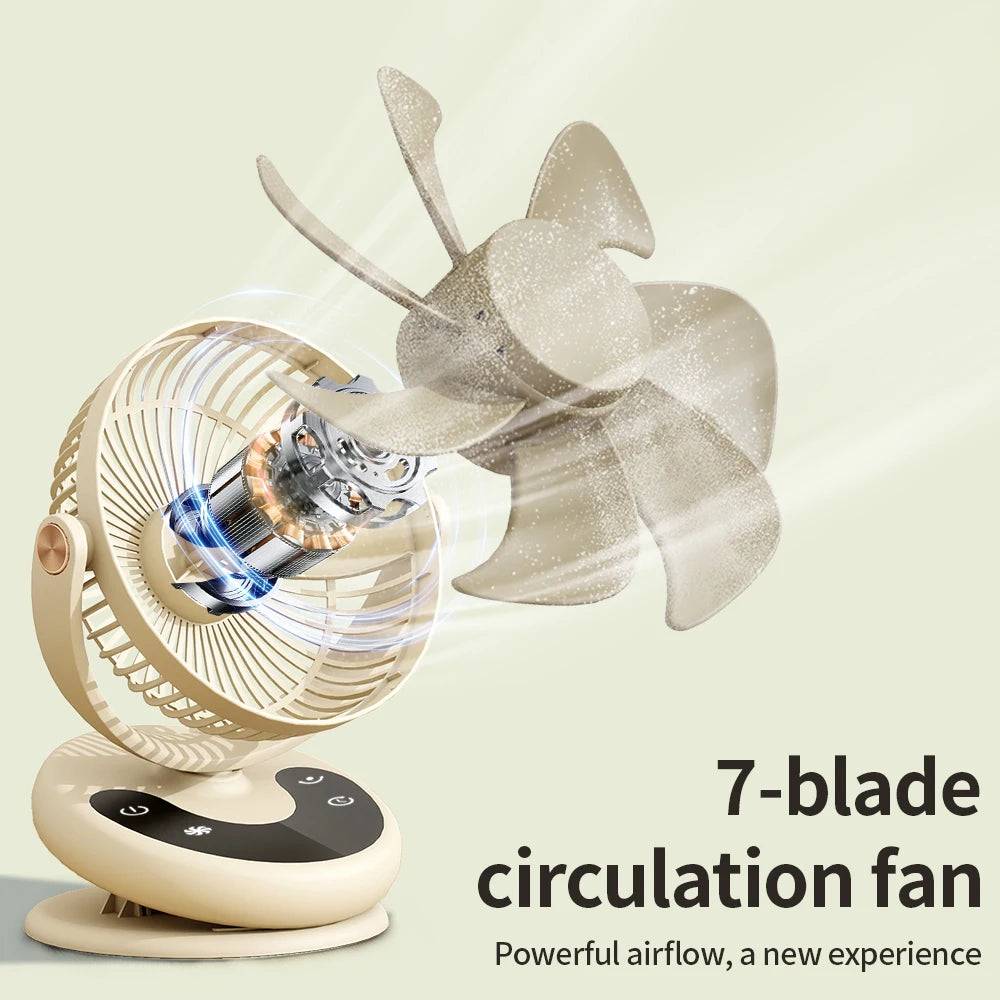 USB Oscillating Desktop Fan – 4-Speed, Timer, Clip & Desk