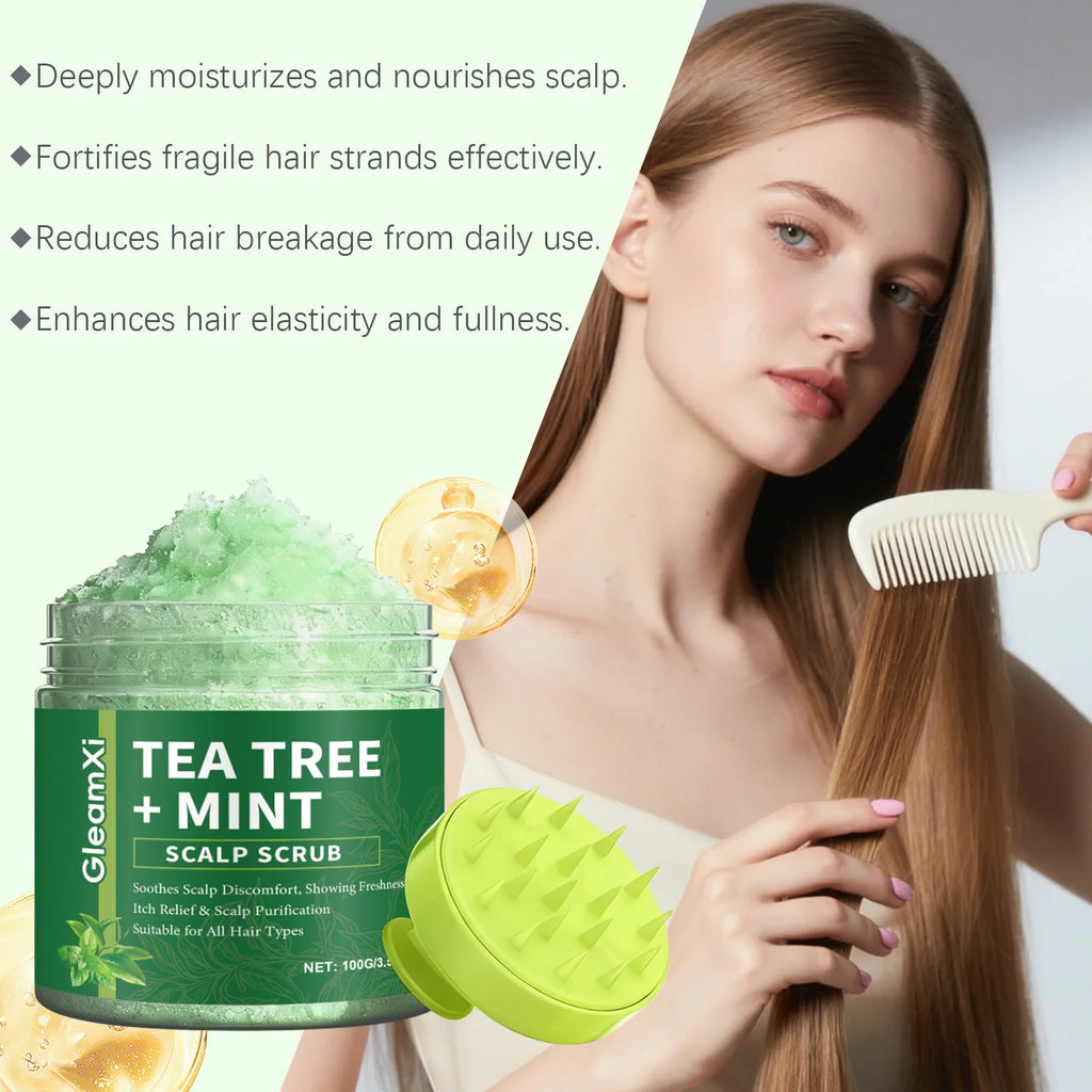 Tea Tree Scalp Scrub Anti-Dandruff Oil Control Refreshing Fluffy Anti-Breakage Soothing Nourishing Hair Deep Cleansing Shampoo Oasis Select