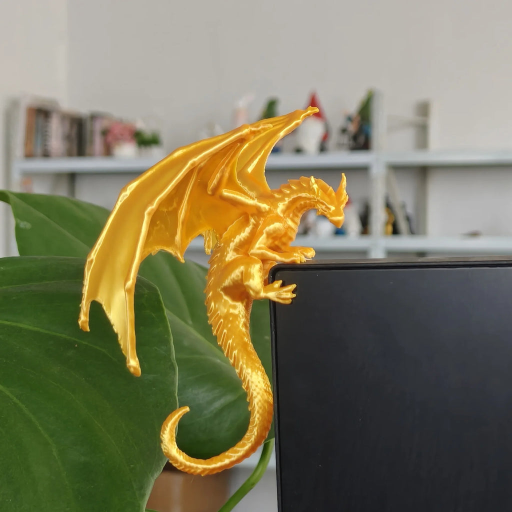 3D Printed Fantasy Climbing Dragon Figurine Dragon Monitor Desk Edge Ornaments Computer Screen Decor Sculpture Decorations Gifts Oasis Select