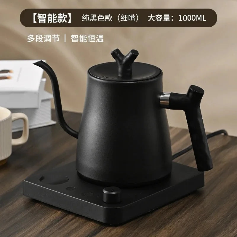 1000W Electric Gooseneck Kettle 1000ml 304 Stainless Steel Coffee Pot Intelligent Constant Temperature LED Display for CoffeeTea Oasis Select Black US