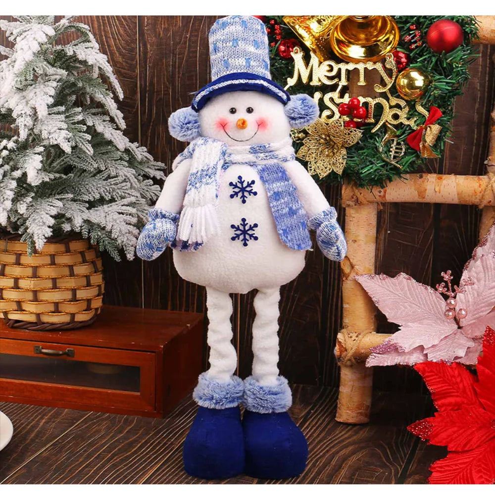 Blue Santa Reindeer Christmas Tree Snowman Ornaments Creative Stretchable Plush Toy Hanging Decorations Oasis Select