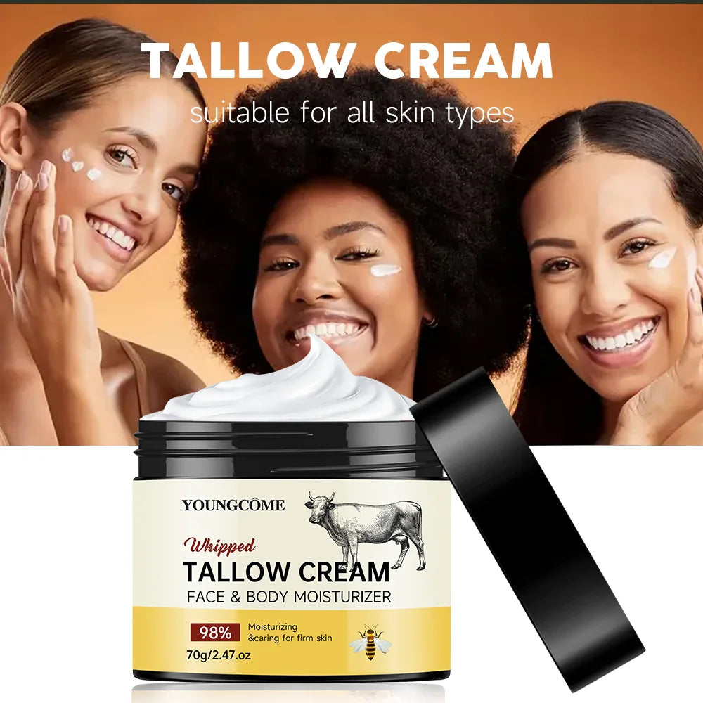 Beef Tallow Paste Deeply Moisturizer Honey Balm Brightening Wrinkle Remover Grass Fed Tallow Wild Honey Face Body Cream Skin Oasis Select