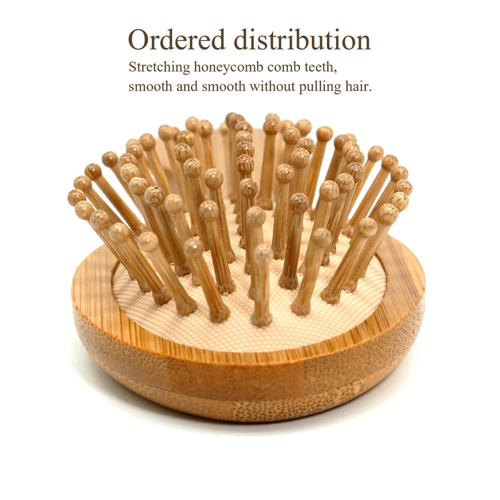 Natural Bamboo Hair Brush with Air Cushion - Scalp Massage, Anti-static Detangling Comb for Daily Hair Care & Styling Oasis Select