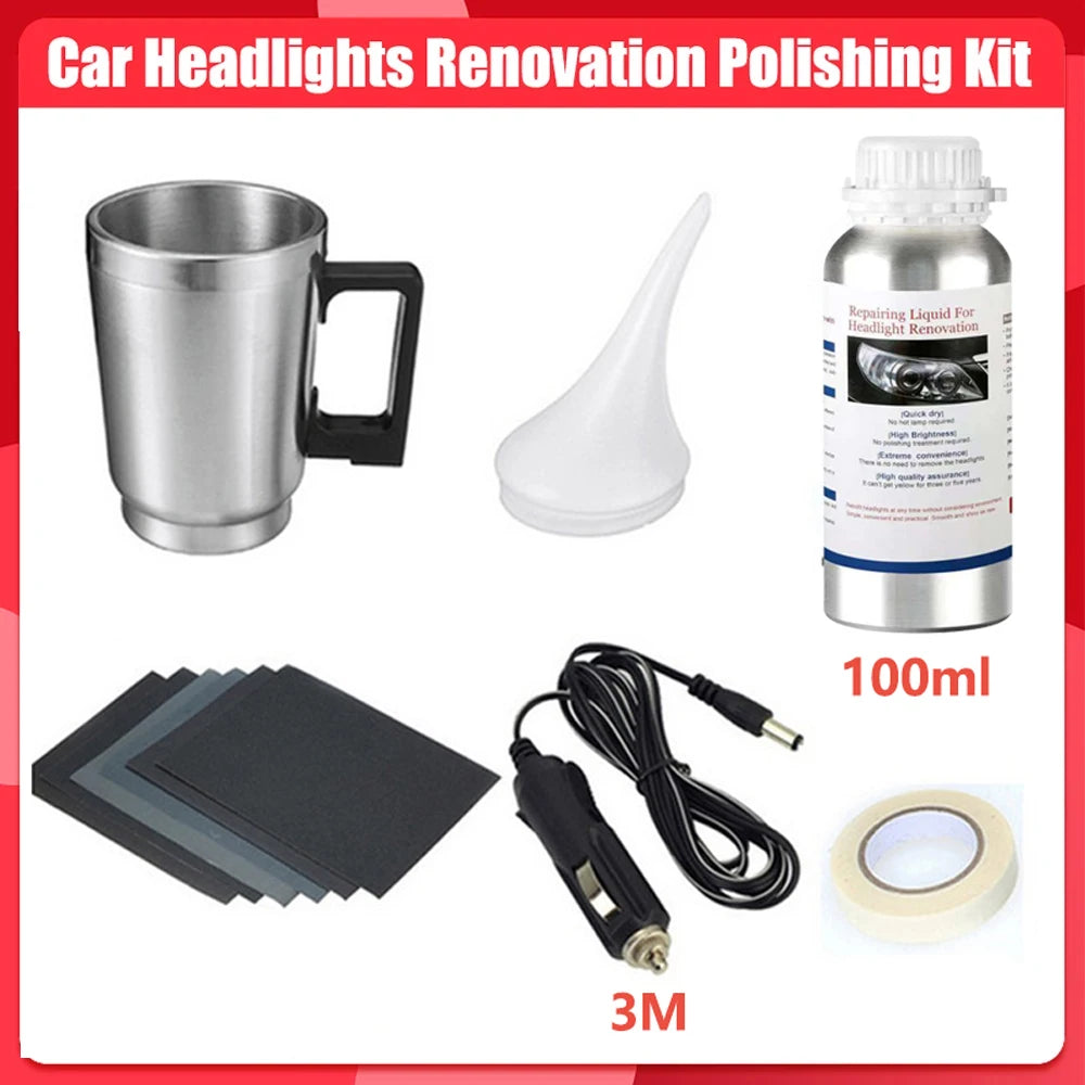 Car Headlights Renovation Polishing Kit Headlight Chemical Polishing Kit Automotive Care Tool 100ML Liquid Polymer Car Tool Set Oasis Select