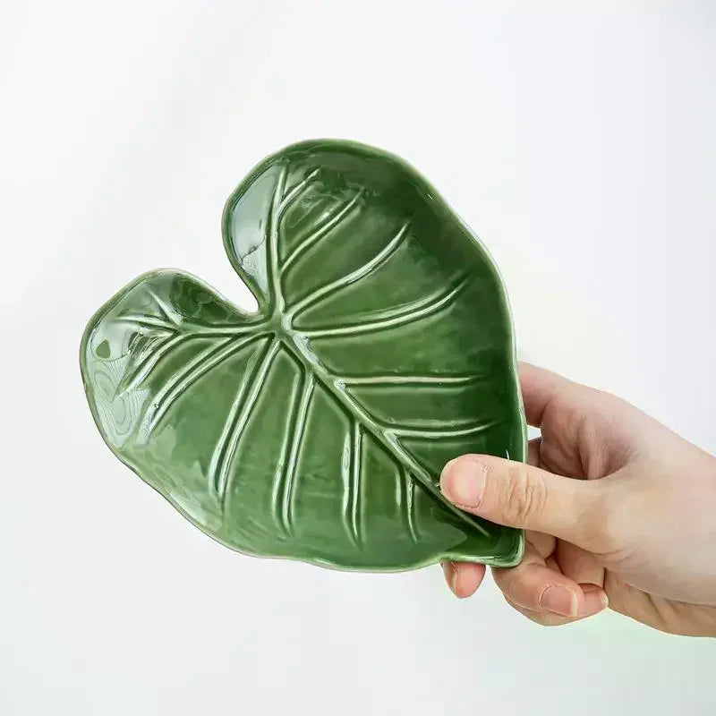Ceramic Spatula Holder, Kitchen Countertop Spoon Holder, Cute Leaf Design, Multifunctional Cutlery Holder Oasis Select