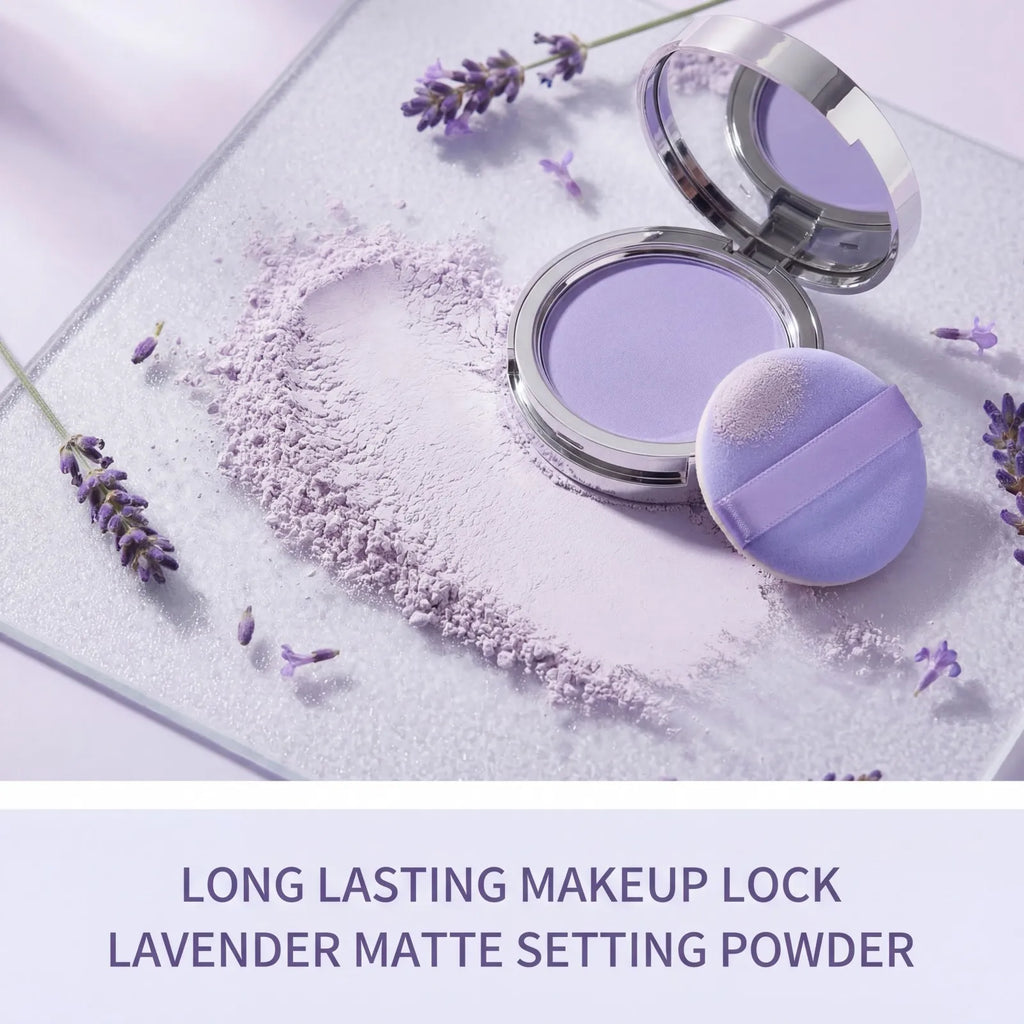 Lavender Matte Setting Powder Oil Control Pressed Powder Brightening Long Lasting Makeup Face Finishing Powder 10g Oasis Select