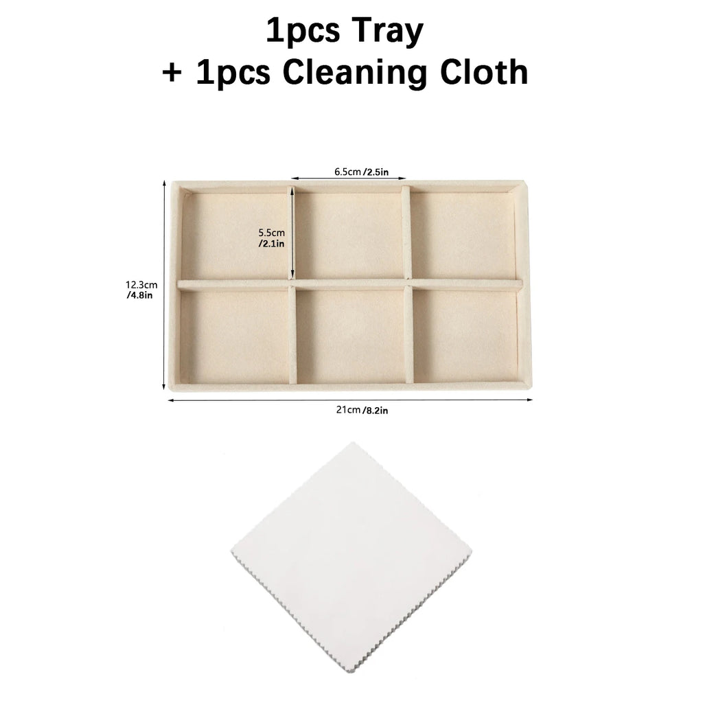 Velvet Jewelry Display Tray Set, Exquisite Jewelry Organizer, Portable Ring, Earring, Necklace Storage Box, Anti-Oxidation Pouch Oasis Select SET 5