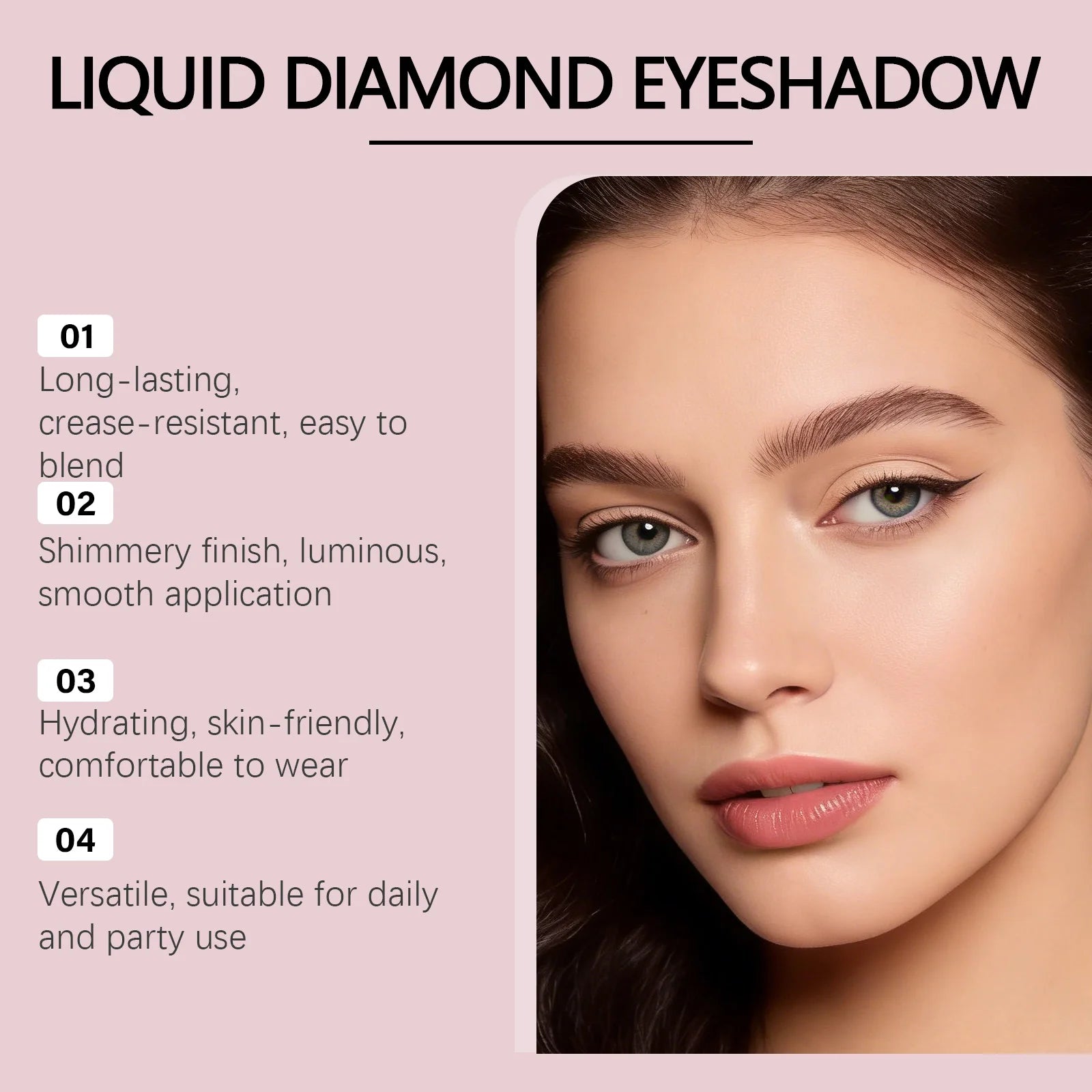 Diamond Shimmer Eyeshadow (Apricot) with Natural Pearl Fine Glitter for Everyday and Party Glam Eye Makeup Oasis Select