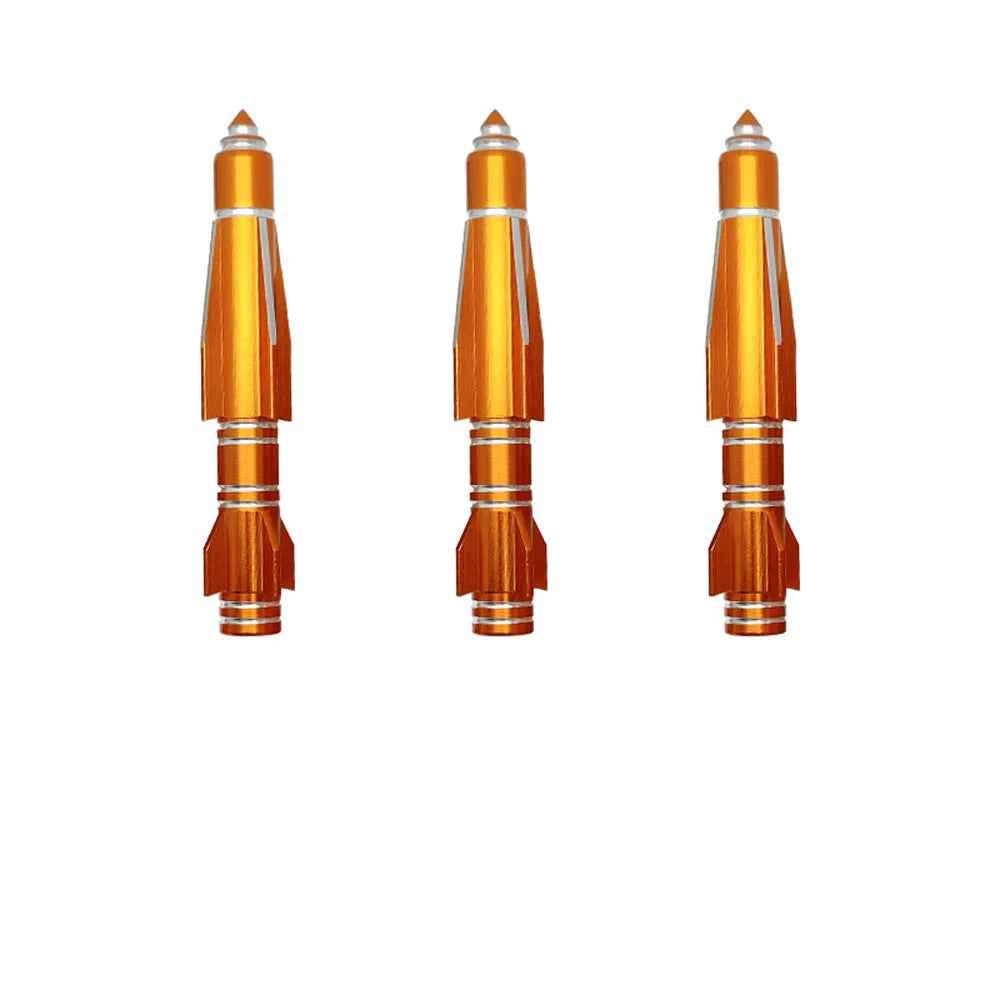 4Pcs 70mm Rocket Valve Caps, Aluminum Alloy Dustproof and Waterproof Tire Valve Stem Caps, for Cars, Trucks and Motorcycles Oasis Select Orange-4Pcs