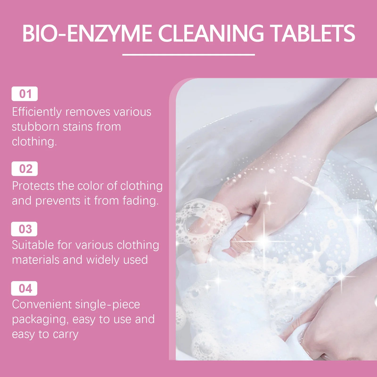Bio Enzyme Cleaning Tablets Strong Decontamination Remove Stubborn Dirt Prevent Clothing Fading Whitener Clothing Stains Remover Oasis Select