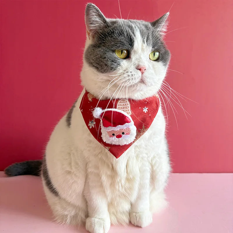 Christmas Pet Triangle Scarf Collar Cute Cat Christmas Accessories Dog Collar Red Elk Oasis Select