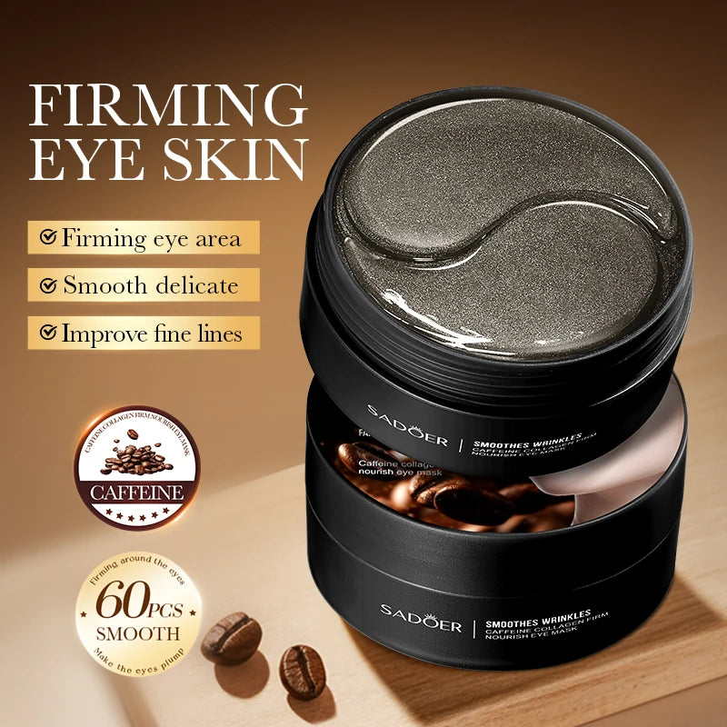60/120pcs SADOER Caffeine Crystal Collagen Eye Mask: Moisturizing Eye Patches for Eye Care Ant -Aging Anti Wrinkles Skin Care Oasis Select