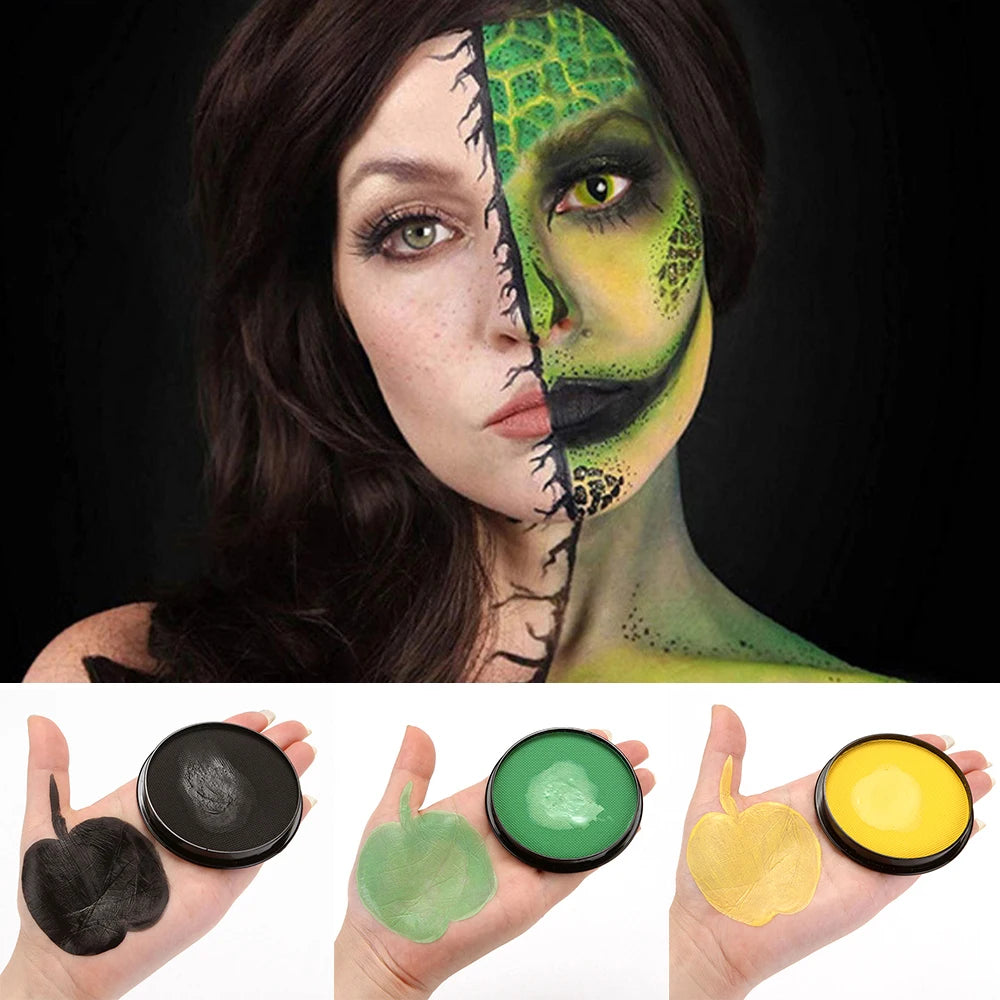 Water-Activated Face Body Painting Palette,Monochromatic 30g Halloween Festive Washable Face and Body Paint set Makeup Cosmetic Oasis Select