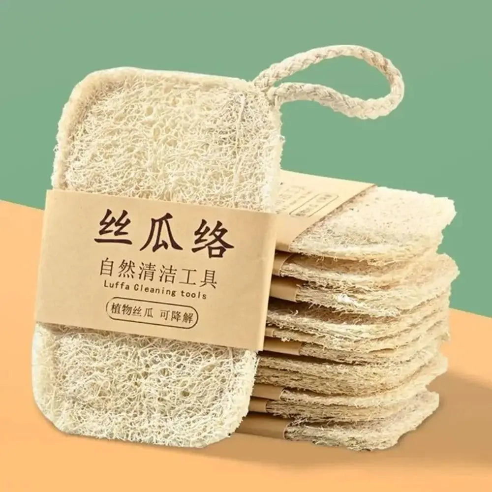 New Natural Loofah Dishwashing Brush Double-sided Easy To Clean Dishwashing Cloth Quick Drying Nonstick Loofah Cleaning Brush Oasis Select