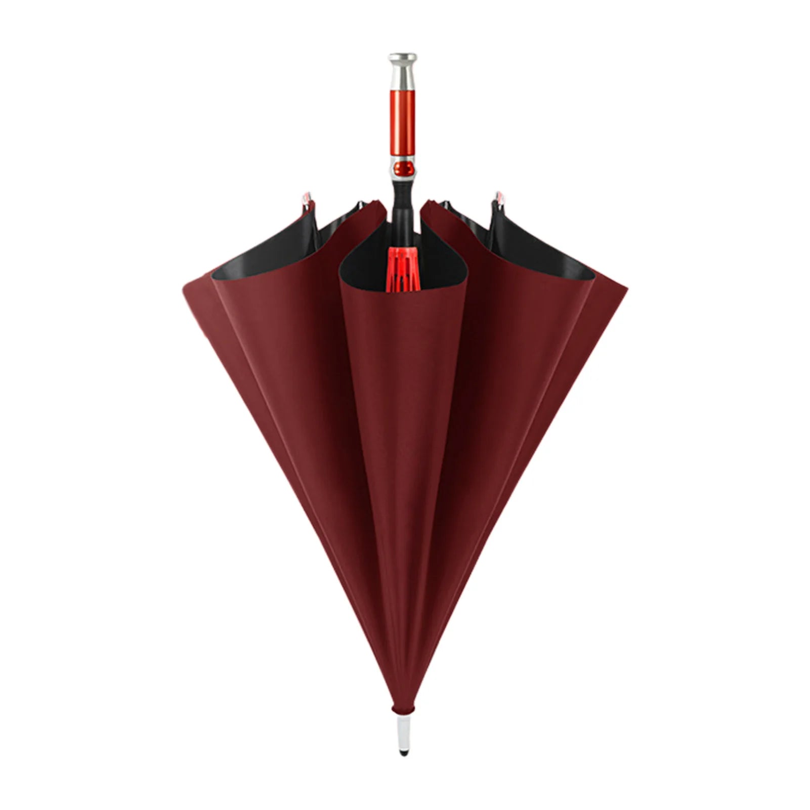 PEAKINBAGS Double Layer UV Auto Open Long Handle Umbrella Long Handle Umbrella Oasis Select Upgrade Wine Red