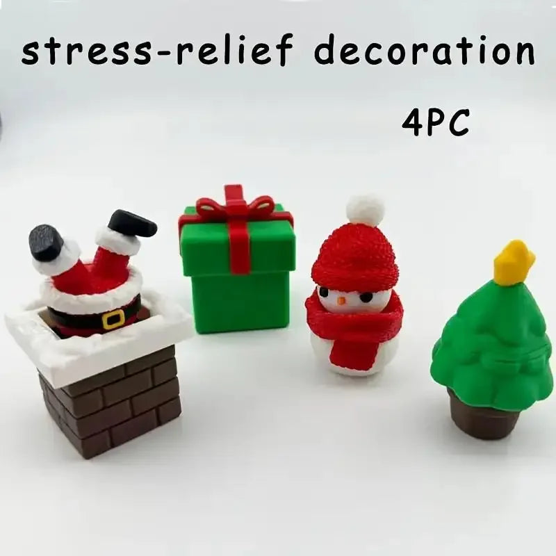 3D Printed Christmas Holiday Decoration Desktop Doll Santa Claus Falling Chimney Cute And Fun Relax Toy Pressed Ornament Clicker Oasis Select 4pcs