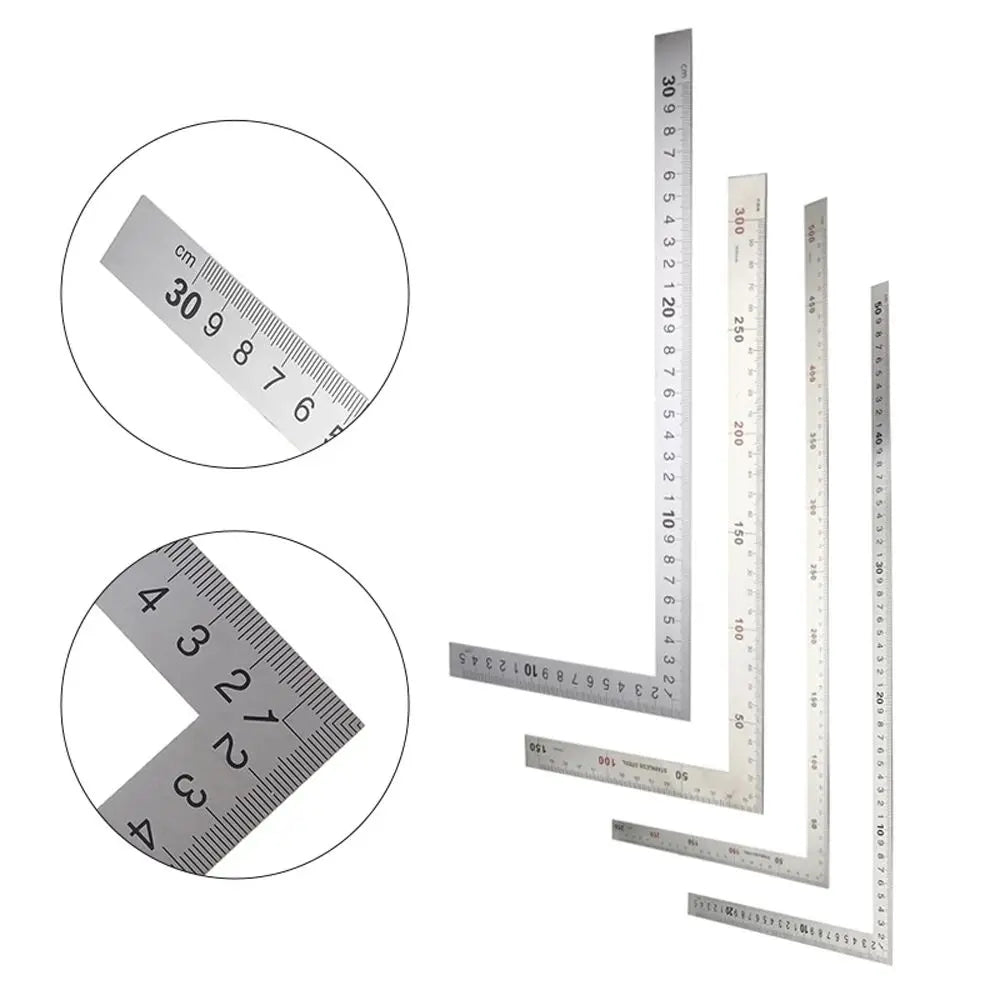 Stainless Steel L Shape Ruler Double Sided Ruler Measuring Tool Metal Straight 90 Degree Angle Ruler for Office School Supplies Oasis Select