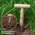 Handheld Clear Scale Garden Hole Puncher With Wood Handle For Sowing Seeds Transplanting Plants Digging Garden Hole Punch Tool Oasis Select Default Title