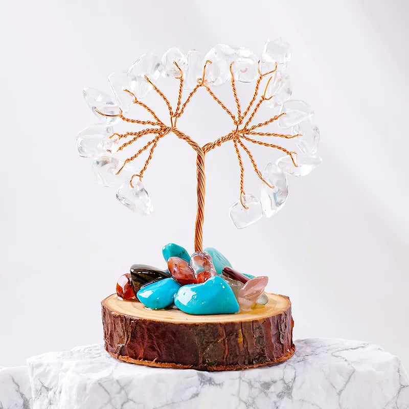 Lucky Mini Tree Natural Crystal Wire Winding Amethyst Citrine Gravel Home Office Feng Shui Decoration Crafts Money Trees Gifts Oasis Select 1