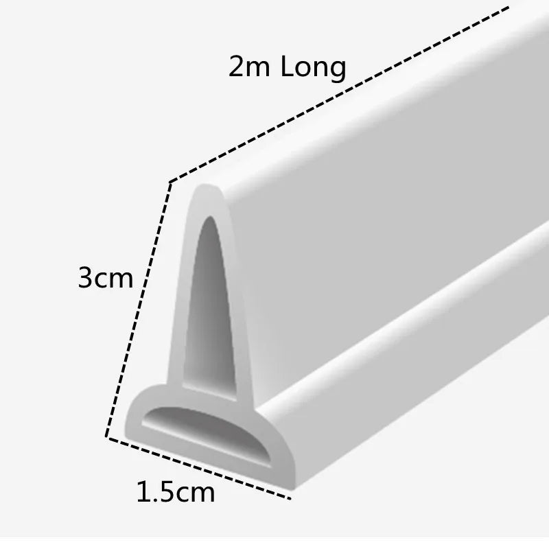 1-2M Bathroom Water Stopper Silicone Retaining Strip Water Shower Dam Flood Barrier Dry And Wet Separation Blocker Accessories Oasis Select white 2M