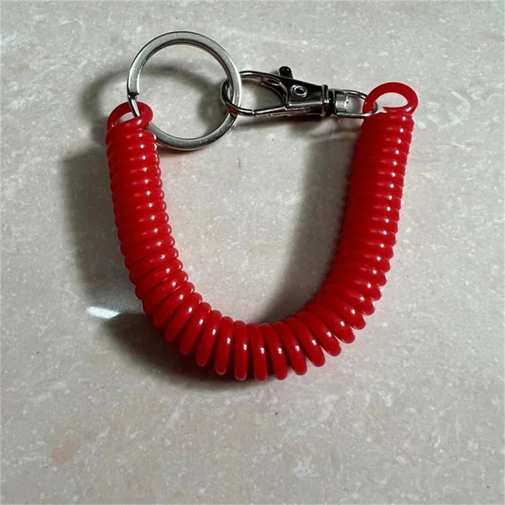 1/2/4pcs Spiral Telescopic Spring Coil Keychain Anti-Theft And Anti Loss Pull Rope Safety Keyring, With Metal Lobster Buckle Oasis Select E
