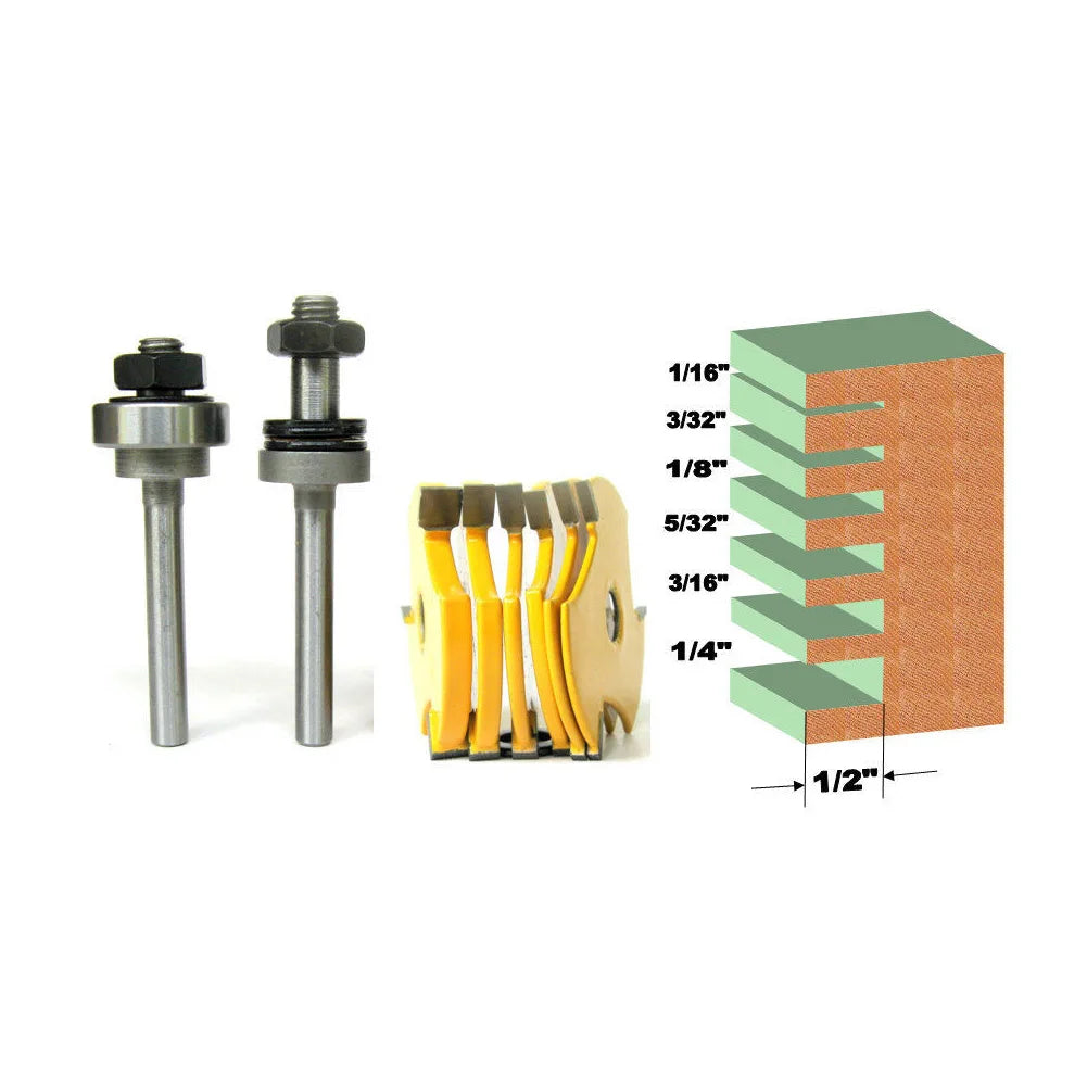 LIKE WISH 8Pc 1/4Inch Shank Slot ,Assembly 6 Cutters & 2 Arbors Router Bit Set Oasis Select