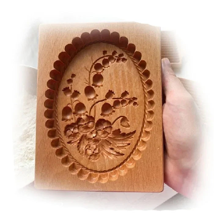 DIY Wooden Shortbread Mold Raspberry Heart Carved Gingerbread Cookie Mold Kitchen Cutter Molds For Valentine's Day Easter Party Oasis Select 09 - 13x10x2cm