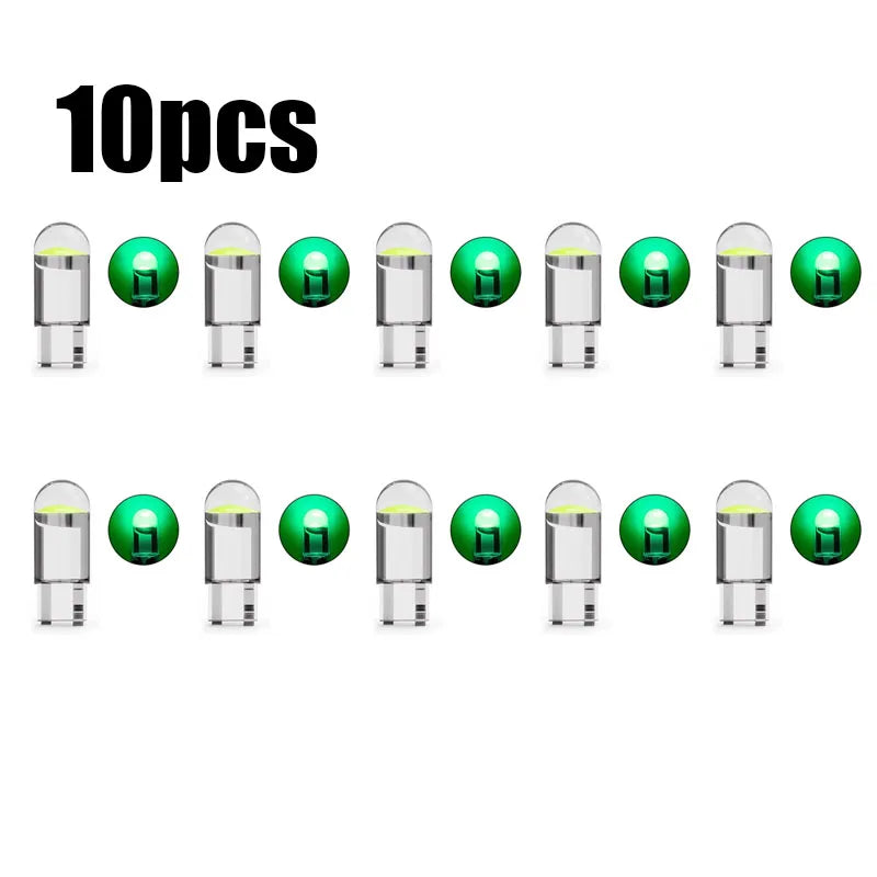 5/10/15pcs 5W LED Canbus T10 Car Lights COB Glass Interior Parts Bulbs 6000K White Auto License Plate Lamp Dome Read Light 12V Oasis Select 10pcs Green
