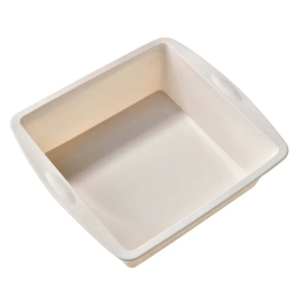 1/4Pcs Silicone Square Cake Plate Non-Stick Brownie Pot with Anti-Slip Handle Oven and Air Fryer Safe Perfect for Baking Cakes Oasis Select 1Pc White