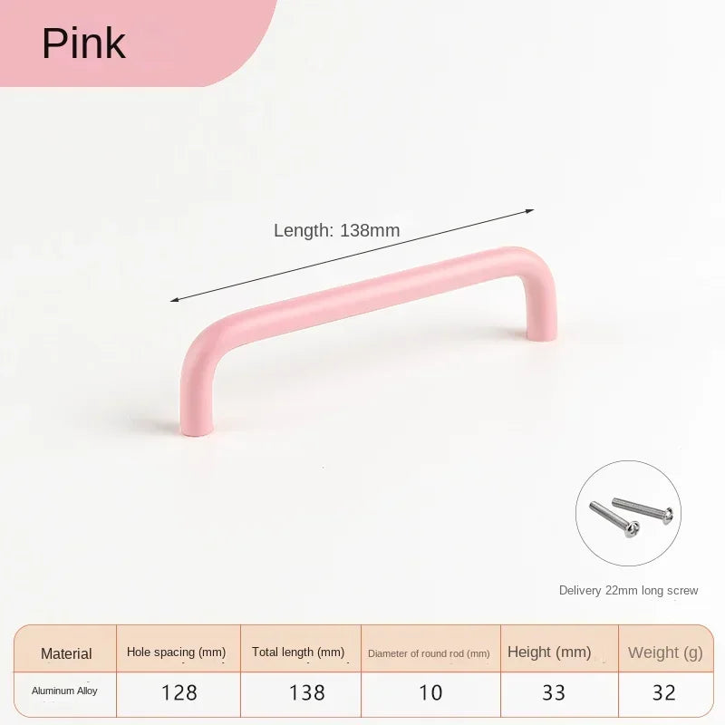 Colorful Kitchen Cabinet Handles 128mm Knobs and Handles for Drawer Cupboard Children's Room Closet Pull Furniture Handle Oasis Select Pink 128mm 1pc