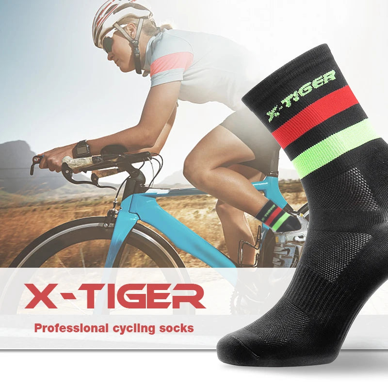 X-TIGER Cycling Socks for Men Breathable Anti-slip Professional Sports Sock Outdoor Running Bike Hiking Basketball Socks Oasis Select