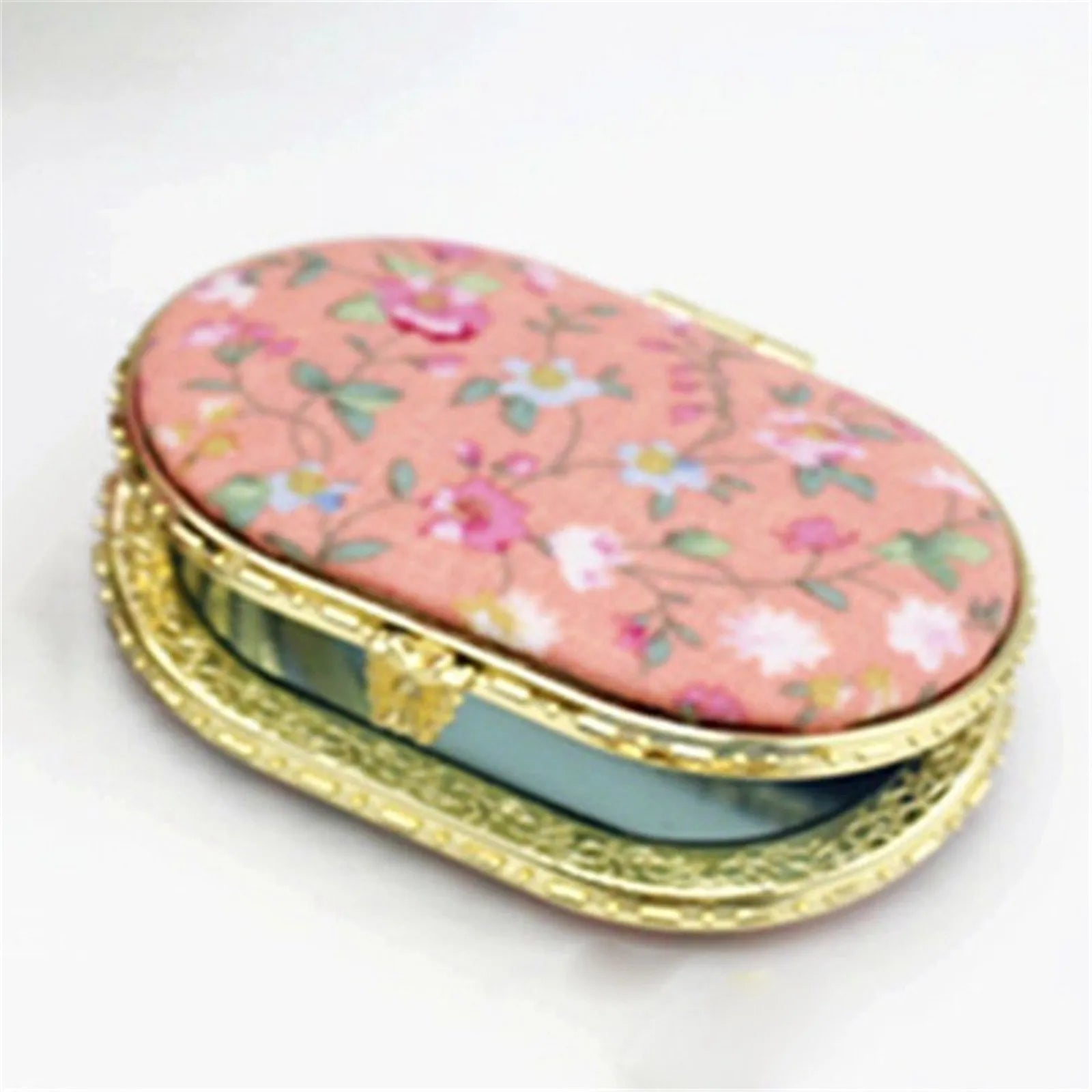 Pocket Floral Mirror Mini Makeup Compact Portable Two-side Folding Make Up Mirror Women Vintage Cosmetic Make Up For Gift Oasis Select Orange-C