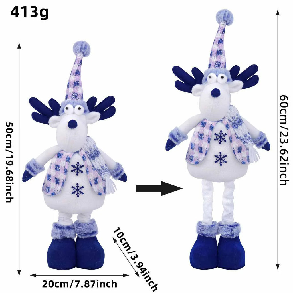 Blue Santa Reindeer Christmas Tree Snowman Ornaments Creative Stretchable Plush Toy Hanging Decorations Oasis Select Elk