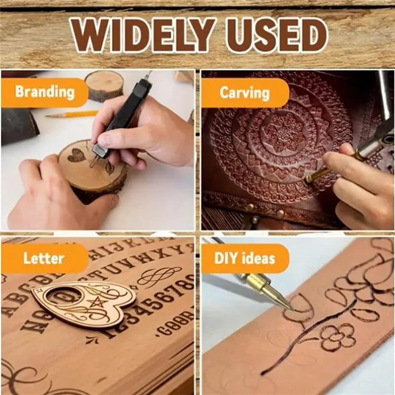 LIKE WISH DIY Wood Burning/Carving Set, DIY Wood/Leather Burning Set-26 Letters Copper Mold, As Shown DIY Supplies US Plug Oasis Select