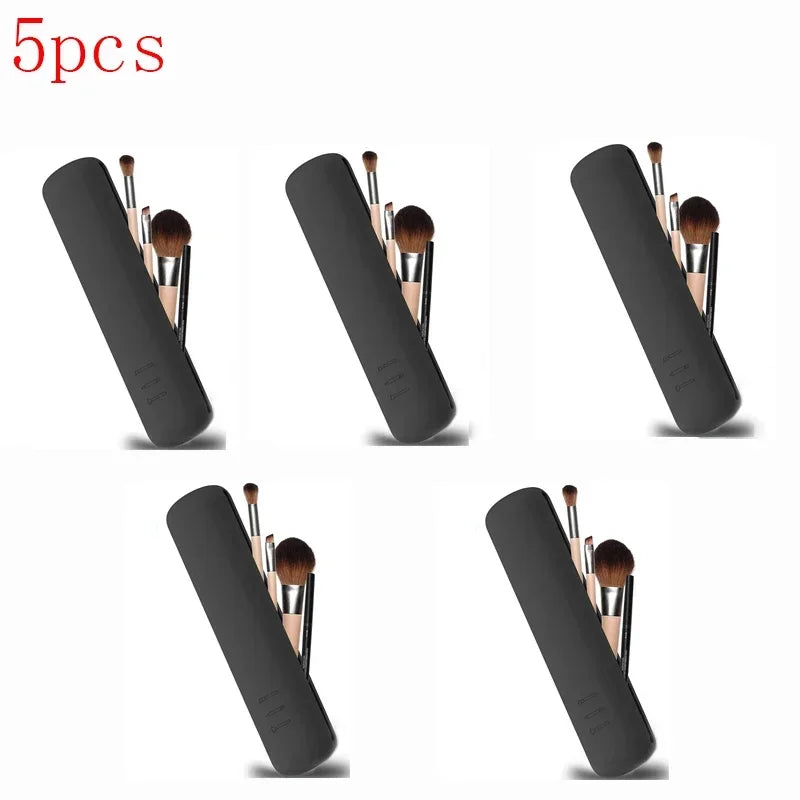 5/3/1Pcs Silicone Makeup Brush Storage Bag Waterproof Makeup Brush Travel Holder Magnetic Portable Cosmetic Bag Multipurpose Oasis Select 5pcs black