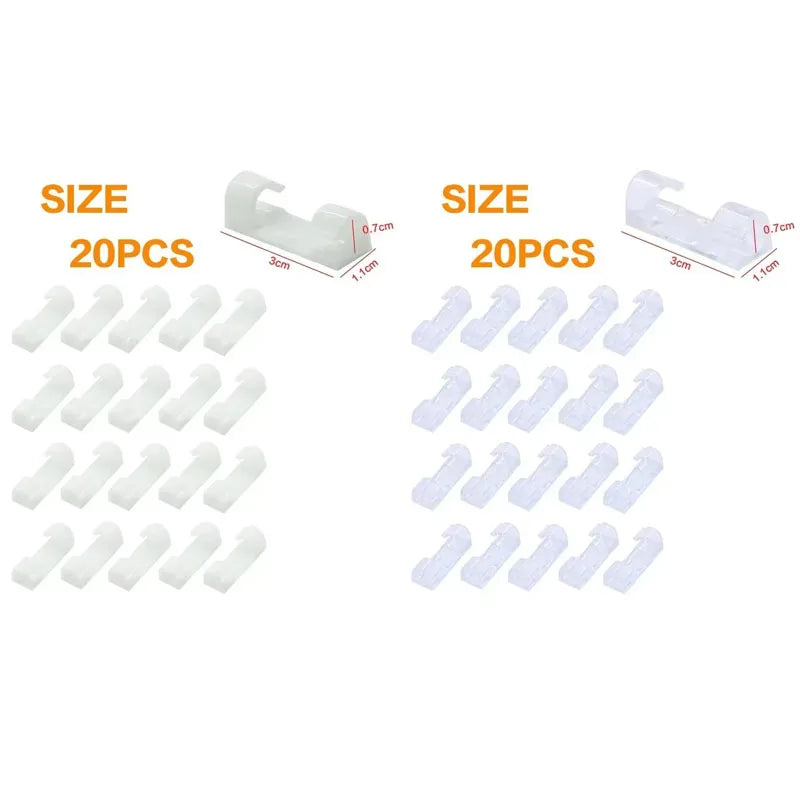 20/40pcs Adhesive Cable Clips Wire Holder For Wall Strong Self-Adhesive Stickers Cord Management Organizer For Desk Car Office Oasis Select Small Mixed 40PCS 2