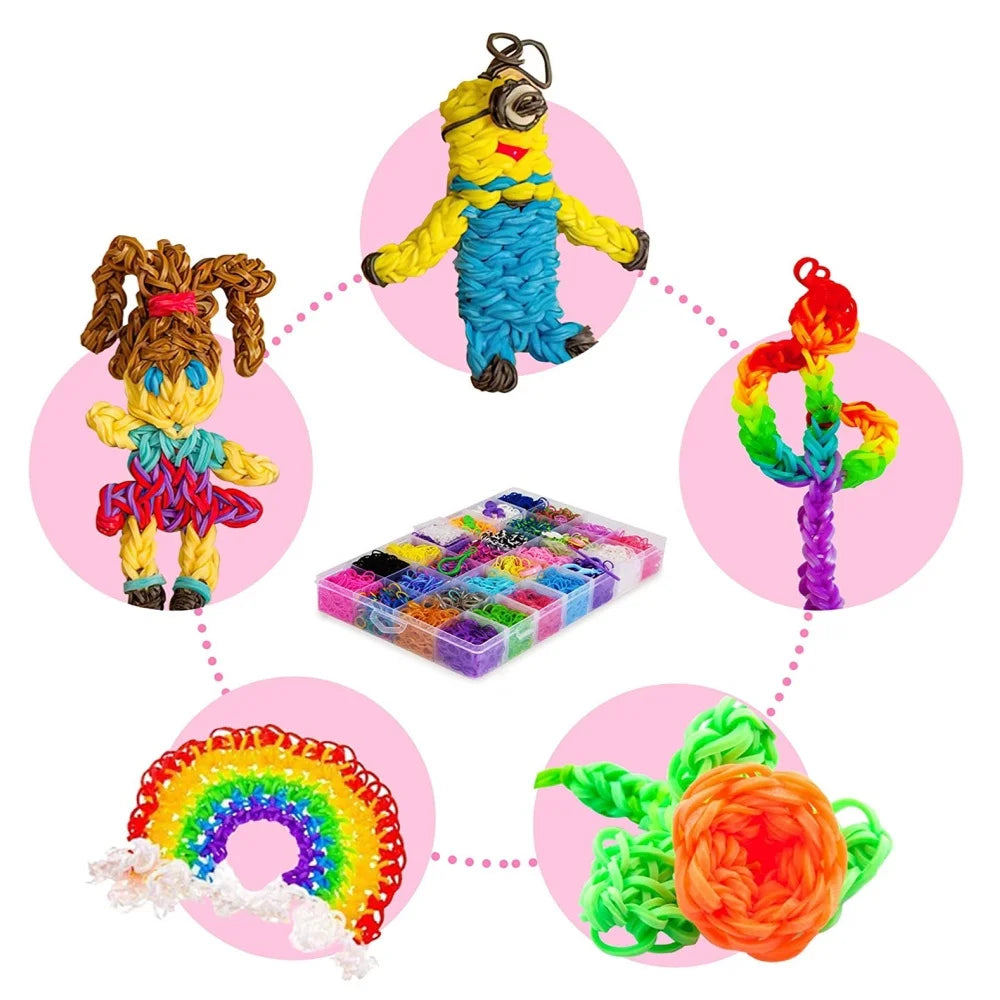 1Set Elastic Rubber Band Refill Loom Bracelet Kit Organizer for DIY Knitting Friendship Craft Girl Kid Creativity Birthday Gift Oasis Select