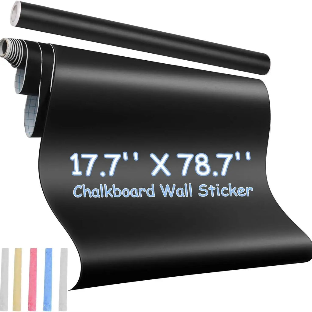 Chalkboard Contact Paper Roll 17.3" x 78.7" Contains 5 Chalks Removable DIY Chalkboard Wall Stickers, Black Chalkboard Stickers Oasis Select black