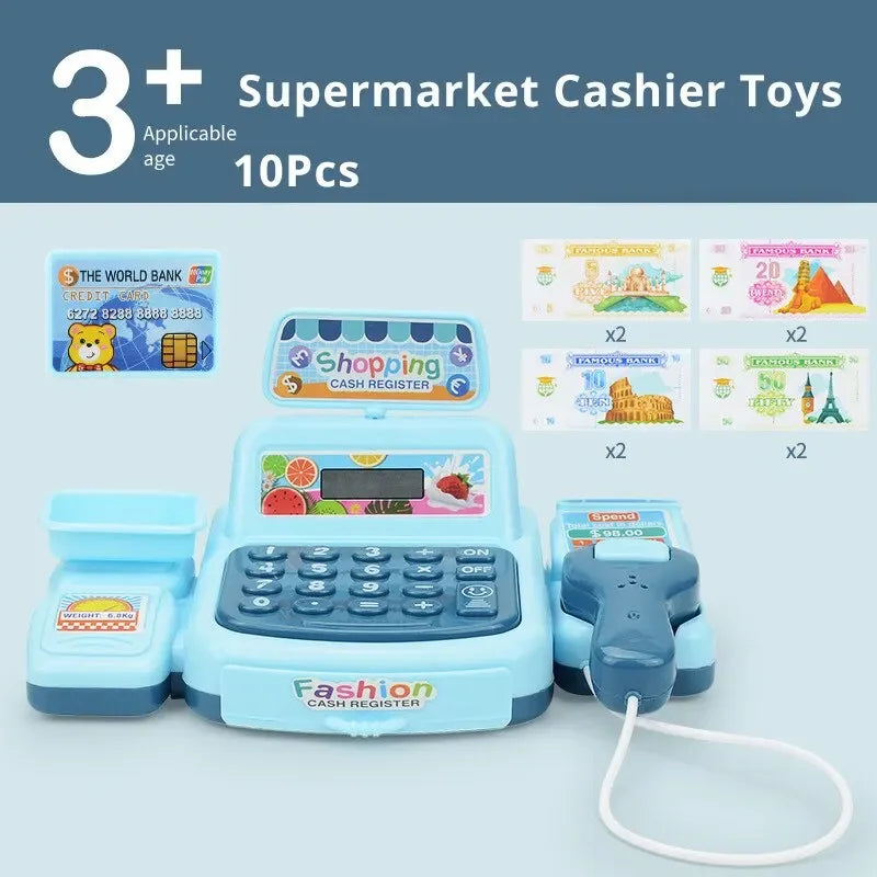 Simulation Shopping Cash House Toys Electronic Game Lighting and Sound Effects Supermarket Cashier Toys Toy for Kids Girl Gifts Oasis Select