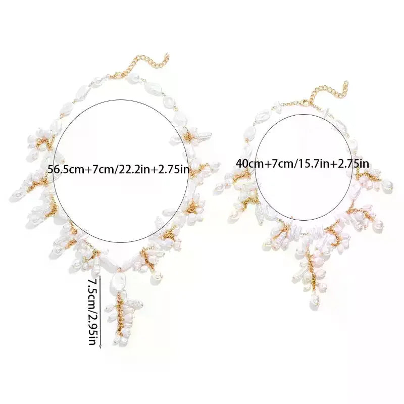 New Trendy Double Layered Irregular Pearl Pendant Necklace Baroque Party Dress Up Women's Neck Jewelry Gift Oasis Select
