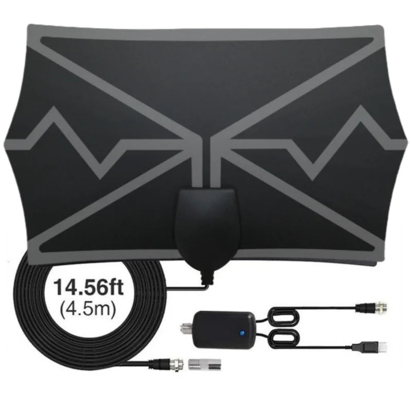 Black 4K Digital Indoor Antenna with Amplifier Wave Pattern for TV Reception DVB-T2 High Definition up to 3600 Miles Oasis Select