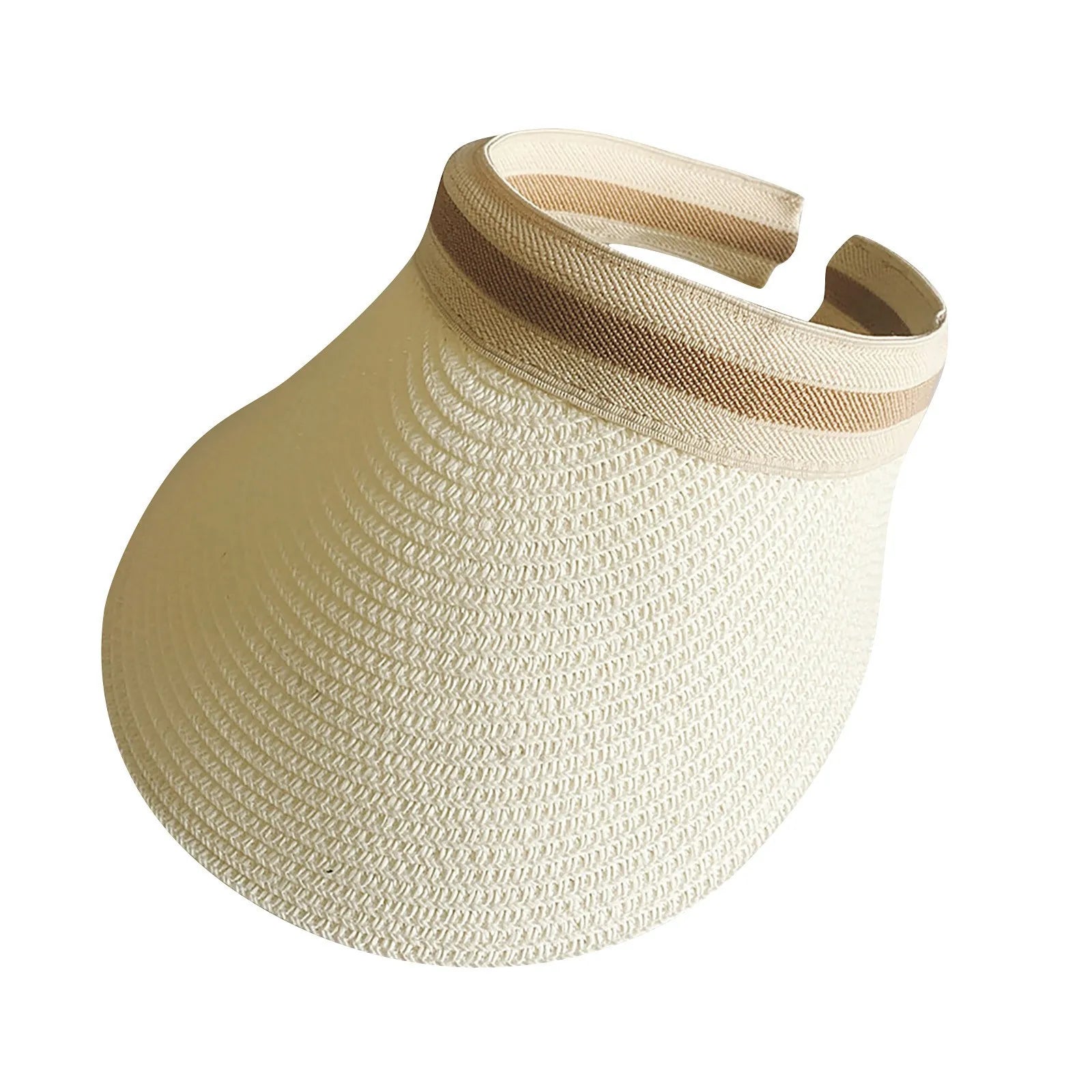 Cycling Caps Wide Straw Visors Sun Visor Hats For Women Foldable Beach Visors Summer Roll Up Ponytail Beach Camping Photo Hat Oasis Select White