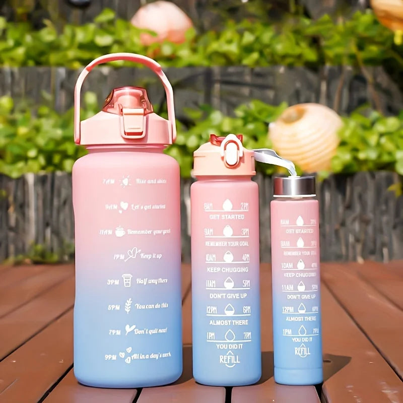 2 Liter Large Capacity Sports Water Bottle Leak Proof Colorful Plastic Cup Drinking Outdoor Travel Portable Gym Fitness Jugs Oasis Select pink blue-3pcs 2.0L