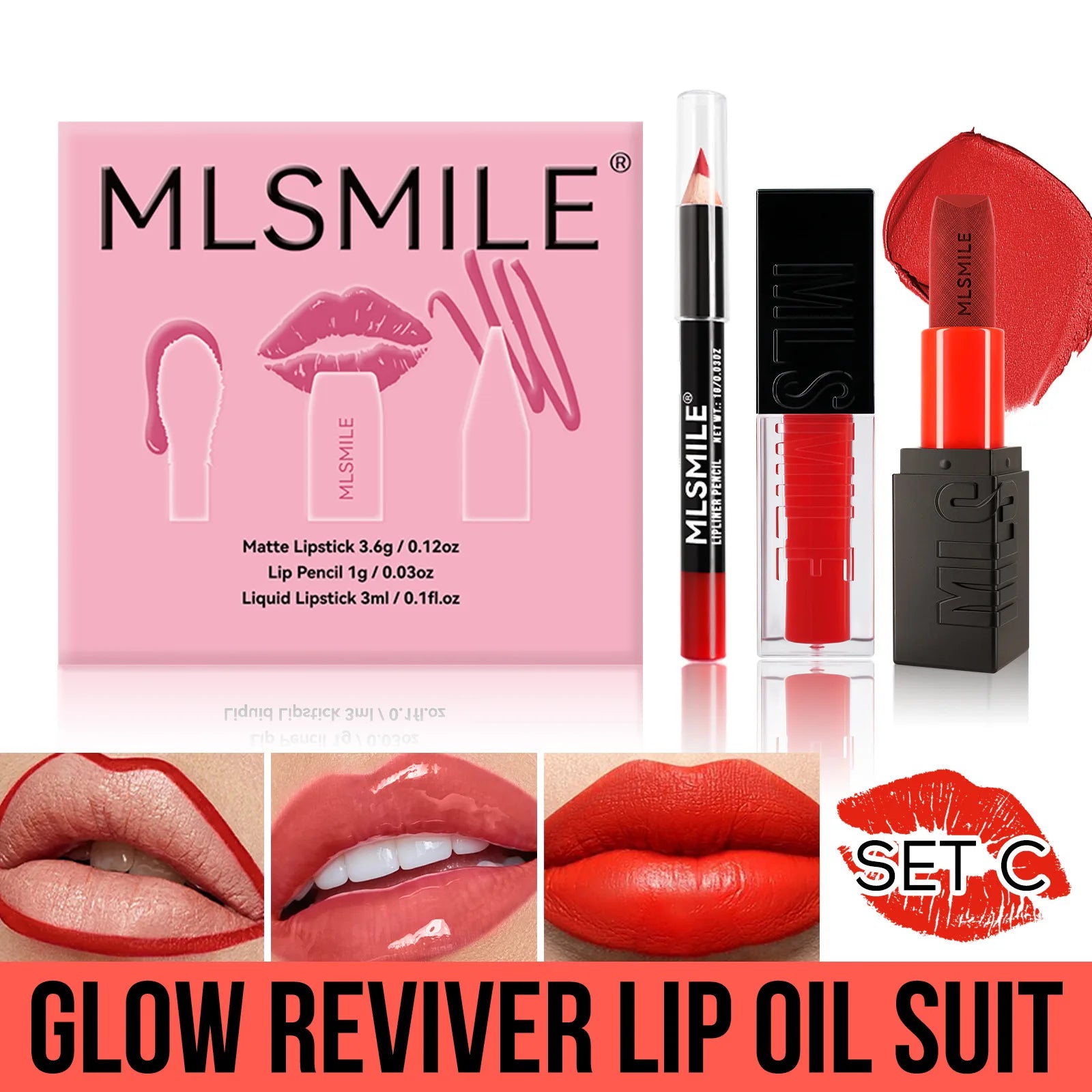 MLSMILE Matte Lipstick Set – Velvet Lip Glaze & Liner Kit Lip Makeup Kit Oasis Select C Full Size