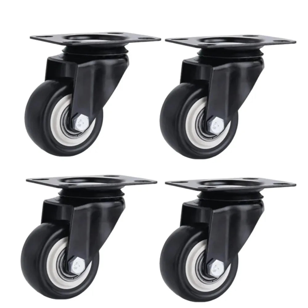 4pcs 1.5 Inches 2inch Heavy Duty 180kg Black Swivel Castor Wheels Trolley Furniture Caster Rubber Flat Brake Gold Drill Caster Oasis Select