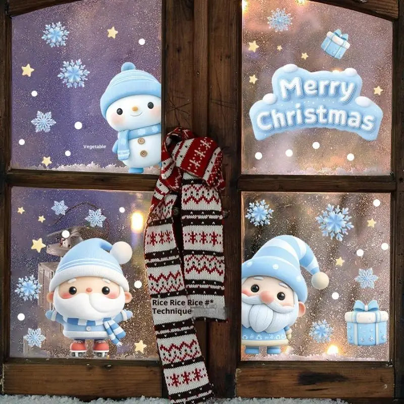 Christmas Window Static Clings – Snowman, Santa & Snowflake
