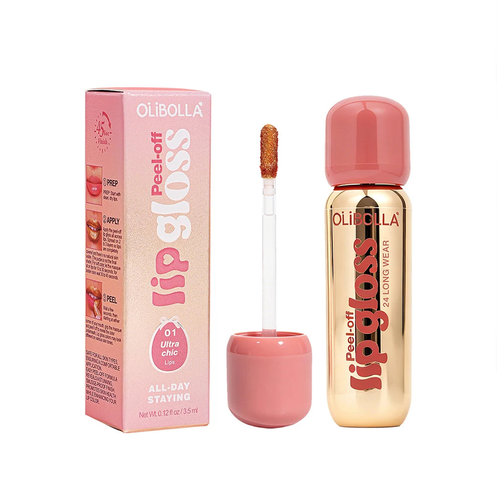 1Pc Gold Peel Off Lip Liner & Lip Gloss, Long Lasting Waterproof Lip Tattoo Stain Oasis Select