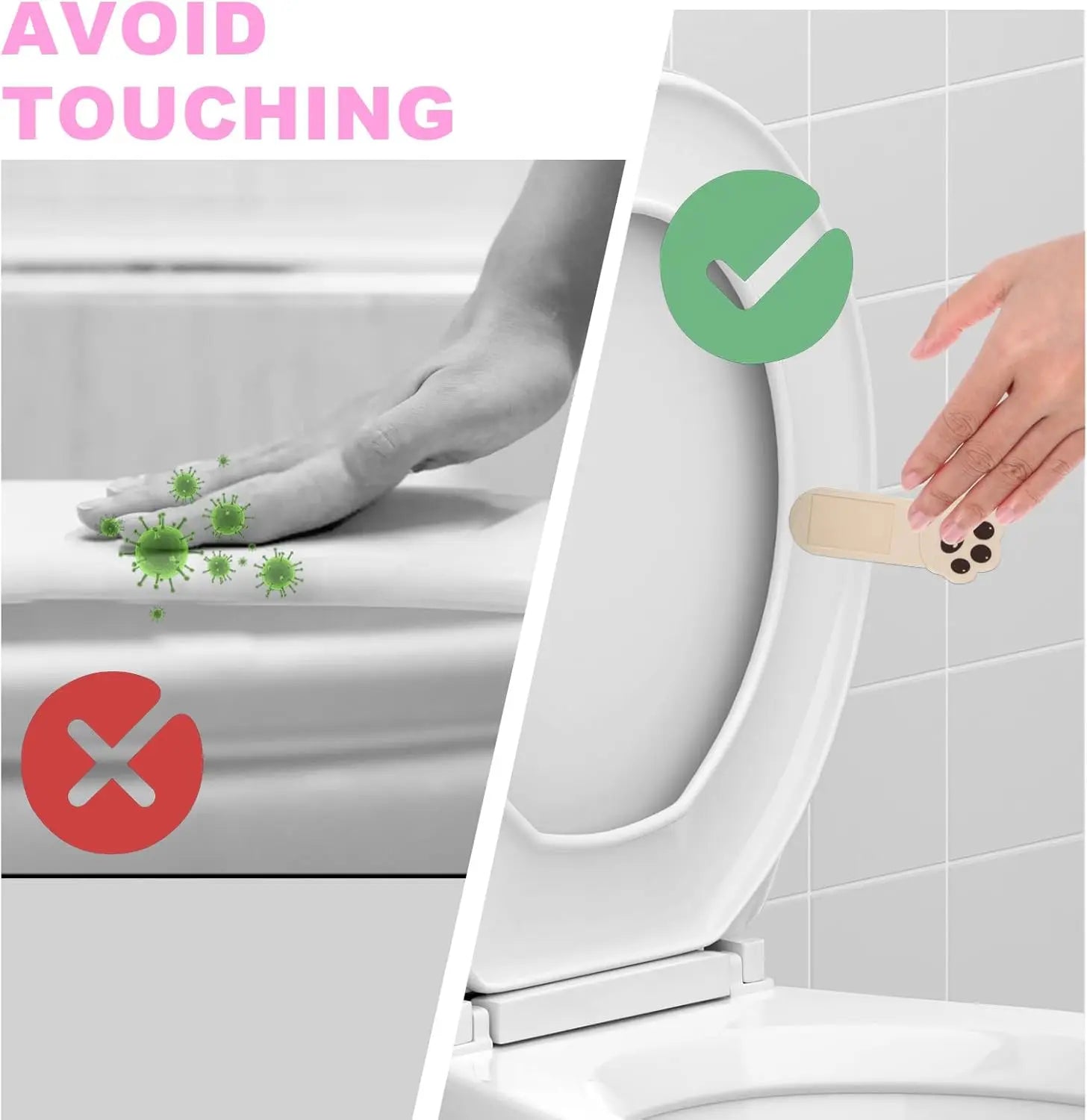 2/4PCS No Touch Toilet Seat Handle Non Slip Grip Self Adhesive Home Hotel Public Restroom Hygiene Lid Lifter Easy Install Oasis Select