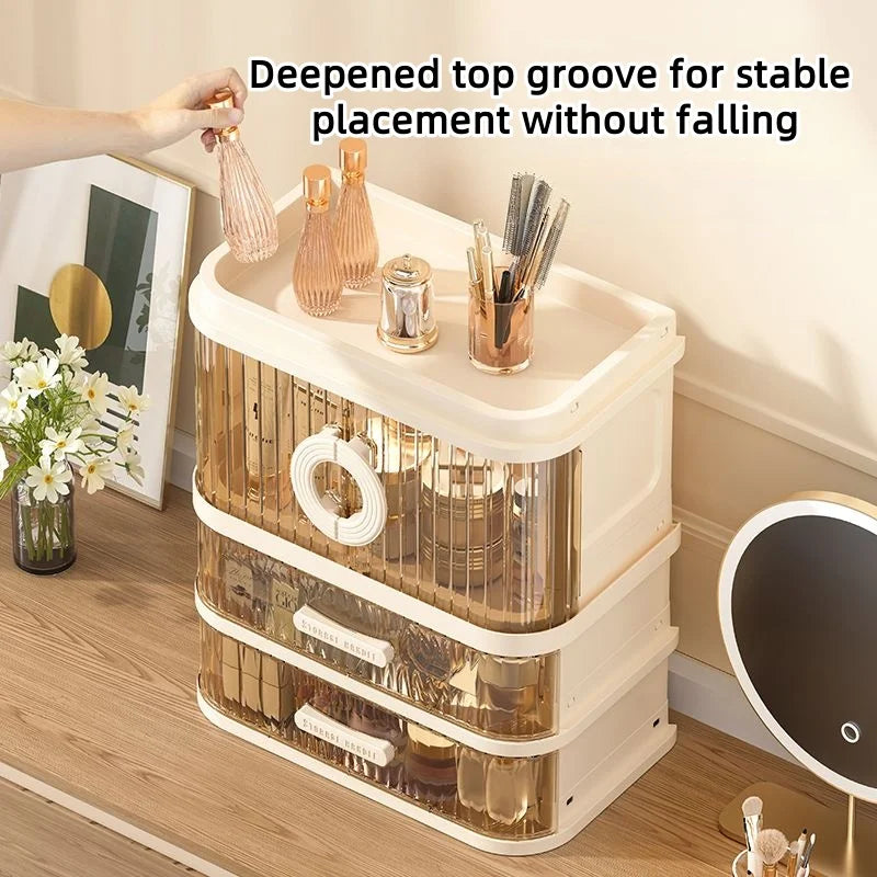 1 pcs Folding storage box, cosmetics desktop dressing table, lipstick and skin care products, large-capacity storage rack Oasis Select